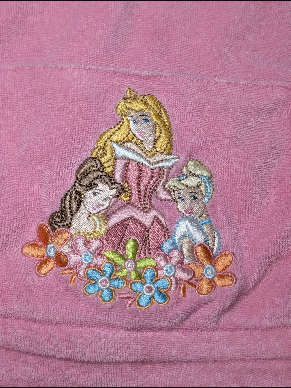 Disney Girl XXS Pink Hooded Terry Shirt Coverup Princess Embroidery Short Sleeve